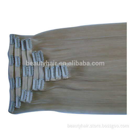16"--24" Factory Wholesale Price Best Popular Blond Clip In Human Hair Extension